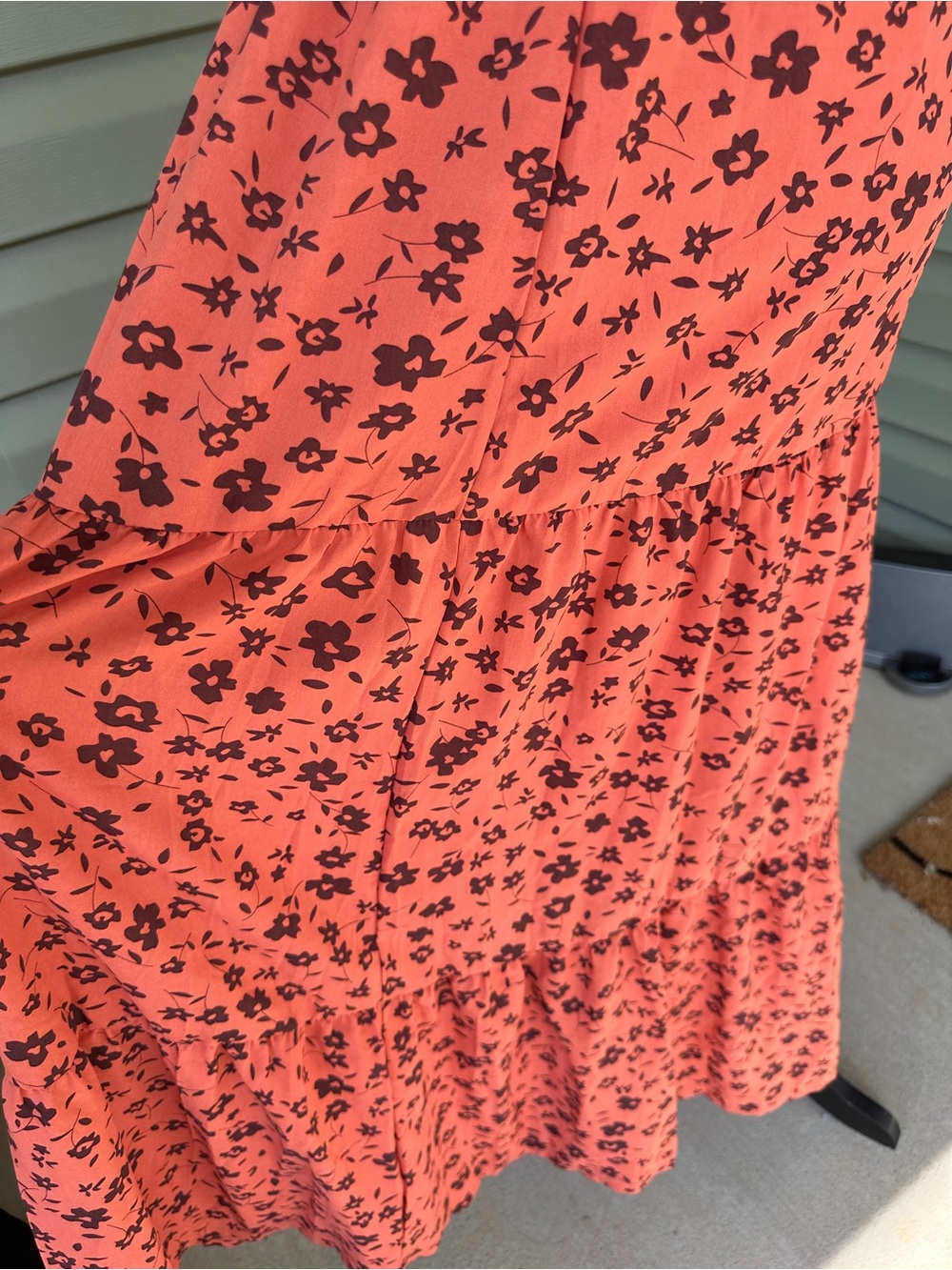 Maggeer beautiful orange w rust colored Floral Maxi Dress with smocking size S - Picture 8 of 14